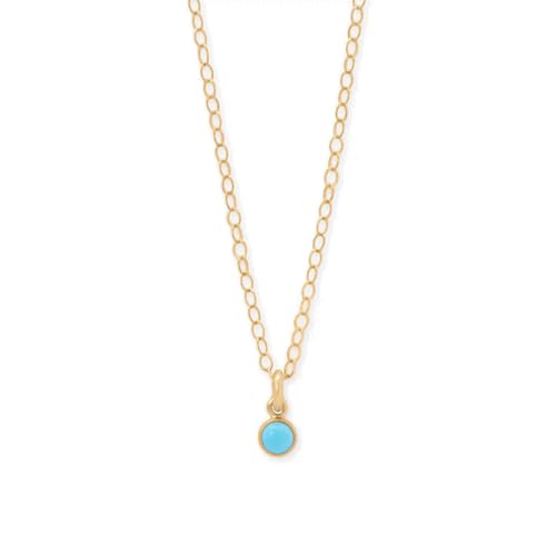 14k Gold-Filled Imitation Turquoise Pendant Necklace Adjustable Length