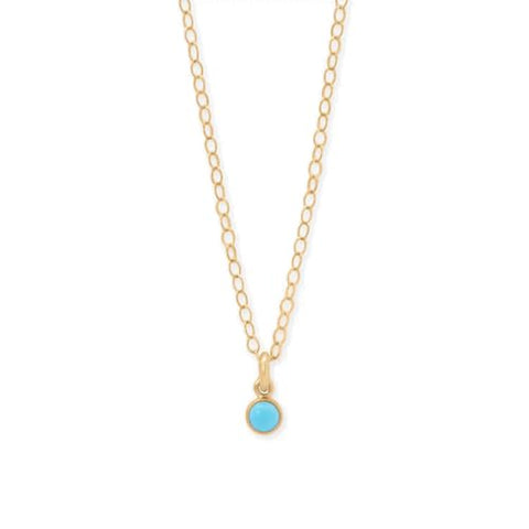 14k Gold-Filled Imitation Turquoise Pendant Necklace Adjustable Length