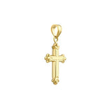 14k Yellow Gold Cross Pendant Necklace with Fleuree Design 25x12mm with Chain