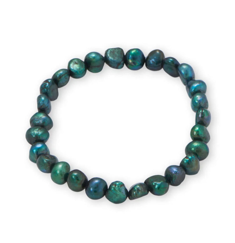 Green Dyed Cultured Freshwater Pearl Stretch Bracelet