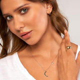 14k Yellow Gold Crescent Moon and Star Necklace Adjustable Length