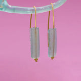 Ancient Roman Glass Handle Wire Threader Earrings 14k Gold-filled