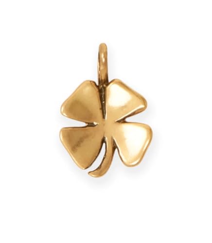 Four Leaf Clover Shamrock Charm Gold-plated Sterling Silver, Made in the USA