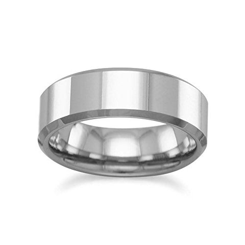 Tungsten Carbide Mens Ring Wedding Band Beveled Edge Comfort Fit