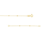 Small Bead Necklace Station Style 14k Yellow Gold, 17-inch