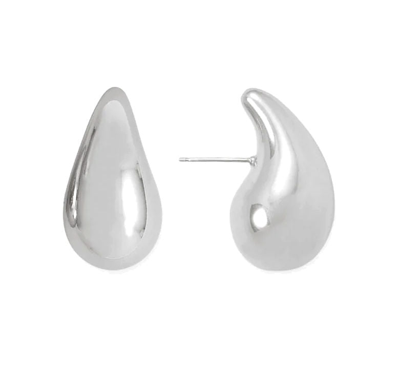 Sterling Silver Hollow Raindrop Teardrop Earrings