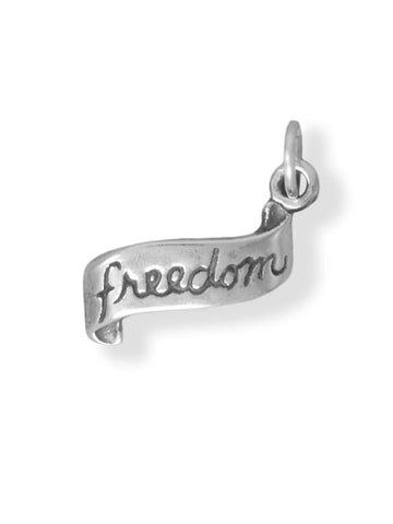 Freedom Ribbon Charm Sterling Silver