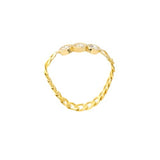 14k Yellow Gold Curb Chain Ring with Genuine Diamond, size 8