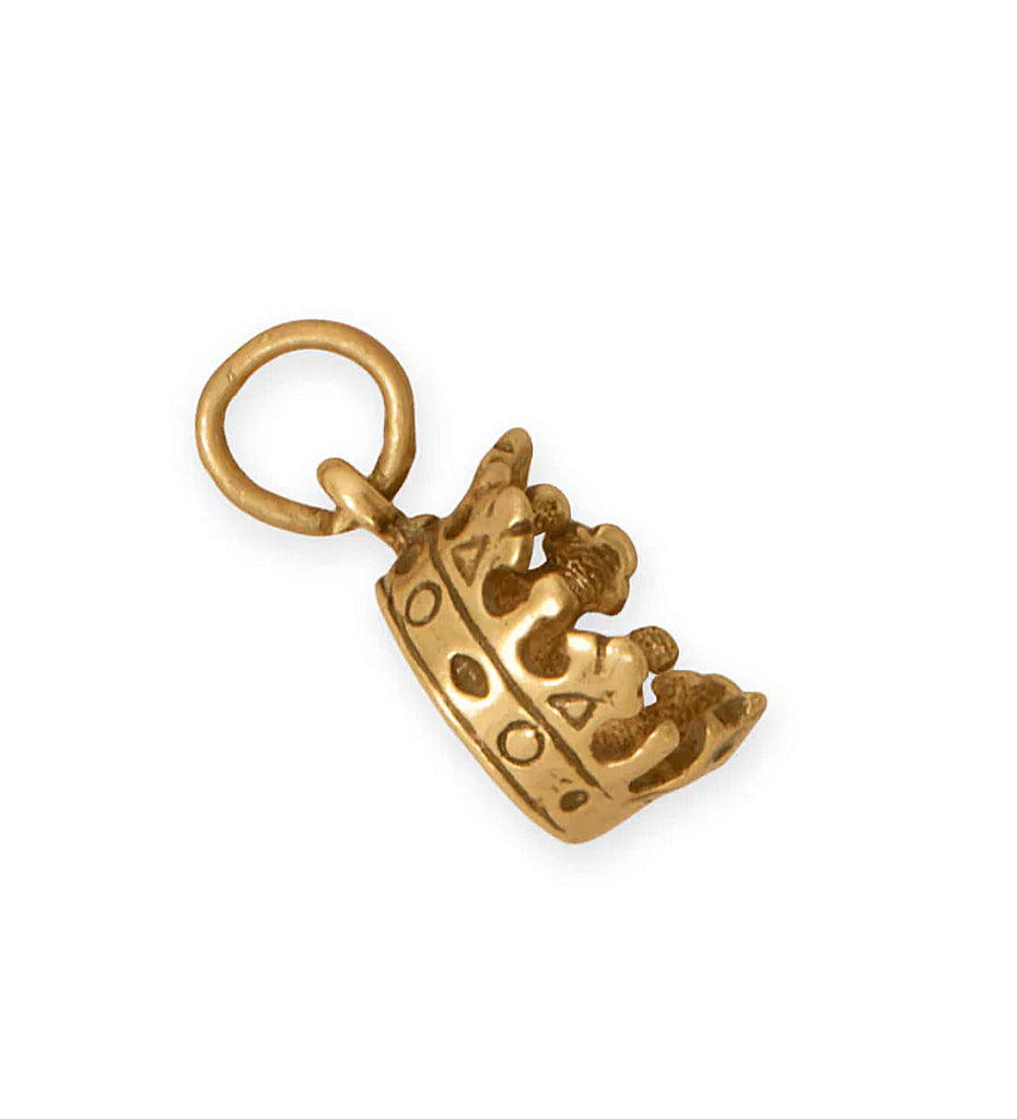 AzureBella Jewelry Crown Charm Gold Plated Sterling Silver Queen King