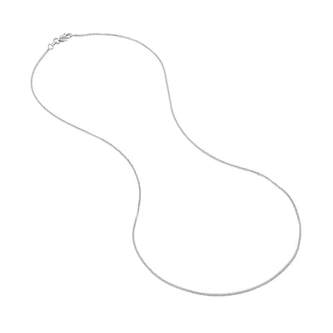 14k White Gold Diamond-cut Square Wheat Chain
