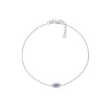 14k White Gold Mini Evil Eye Nazar Boncuk Bracelet with Cubic Zirconia East2West Collection
