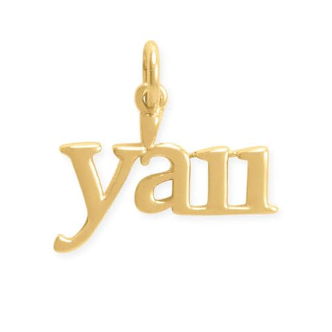 Word Y'all Charm 14k Gold Plated Sterling Silver