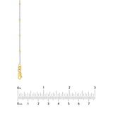 14k Two-tone White and Yellow Gold Satellite Bead Curb Chain Necklace, 16-inch