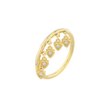 14k Yellow Gold Diamond Ring with Five Triangle Charms, 8