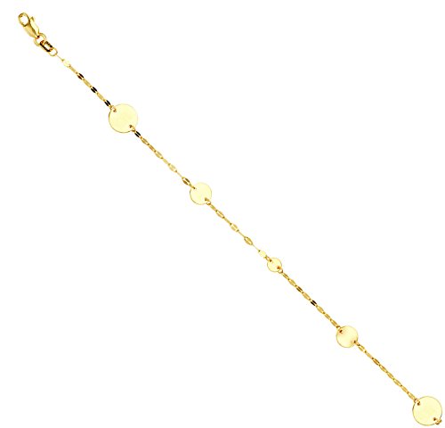 14k Yellow Gold Disc with Mariner Chain Bracelet - Adjustable Length