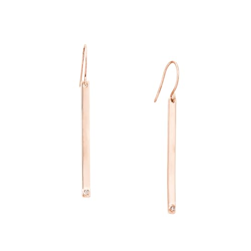 Rose Gold-plated Sterling Silver Bar Drop Earrings with Cubic Zirconia Accent