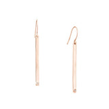 Rose Gold-plated Sterling Silver Bar Drop Earrings with Cubic Zirconia Accent