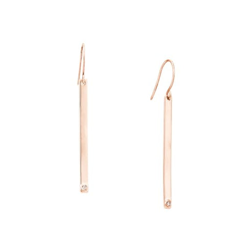 Rose Gold-plated Sterling Silver Bar Drop Earrings with Cubic Zirconia Accent