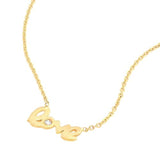14k Yellow Gold Mini Word Love Necklace with Genuine Diamond Accent