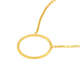 14k Yellow Gold Open Circle Necklace Adjustable Length