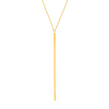 14k Yellow Gold Matchstick Y-style Necklace with Diamond Accent Adjustable Length
