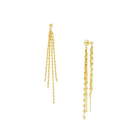 14K Yellow Gold Tassel Fringe Hammered Forzentina Chain Earrings