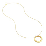 14k Yellow Gold 3D Open Circle Necklace with 17-inch Chain