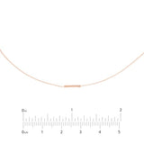 14k Rose Gold Choker Necklace with Staple Bar and Genuine Diamond - Adjustable Length