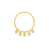14k Yellow Gold Diamond Ring with Five Triangle Charms