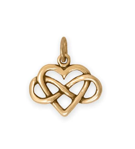 AzureBella Jewelry Heart Charm with Infinity Symbol Gold-plated Sterling Silver
