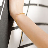 Bolo Bracelet with Box Chain and Bar Gold-plated Sterling Silver Adjustable