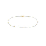 14k Two-tone White and Yellow Gold Satellite Bead Curb Chain Anklet Ankle Bracelet