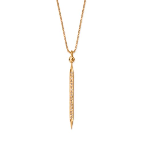 14k Gold-plated Silver Diamond Studded Spike Pendant Necklace