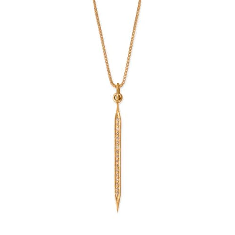 14k Gold-plated Silver Diamond Studded Spike Pendant Necklace