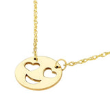14k Yellow Gold Smiley Face Pendant Necklace with with Heart Eyes Emoji