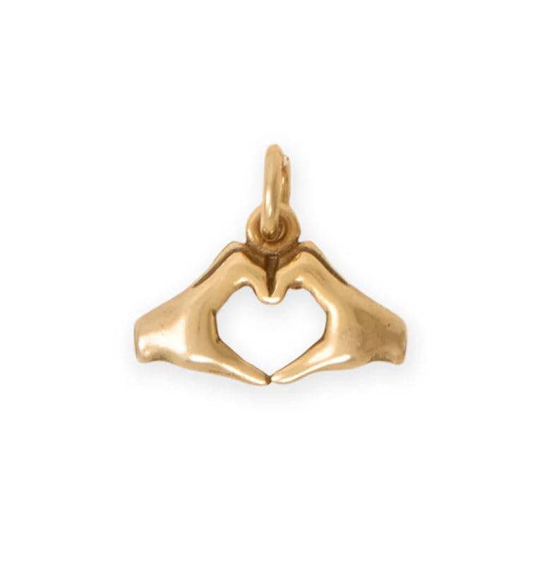 AzureBella Jewelry Heart with Hands Charm Gold-plated Sterling Silver Sending Love