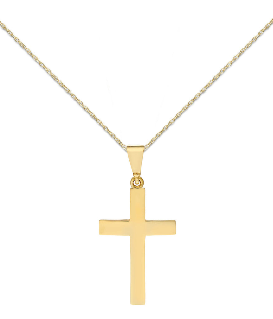 10k Yellow Gold Straight Edged Cross Necklace 18-inch