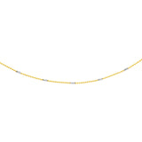 14k Two-tone Gold Tube Saturn Bead Chain Necklace 025 Gauge