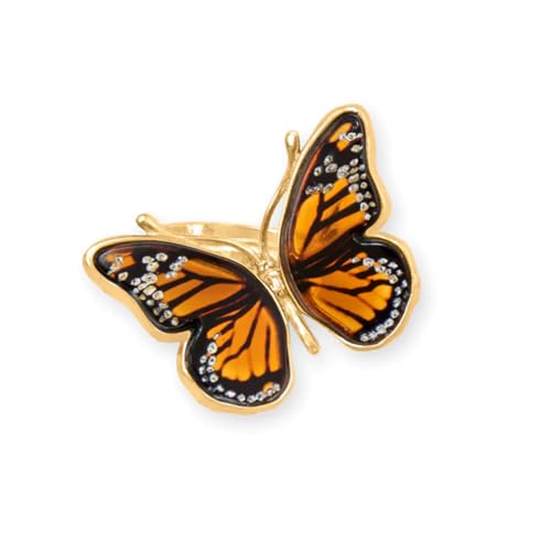 Baltic Amber Butterfly Wrap Ring Gold-plated