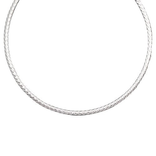 Reversible 4mm Omega Necklace Sterling Rhodium on Silver Non-tarnish