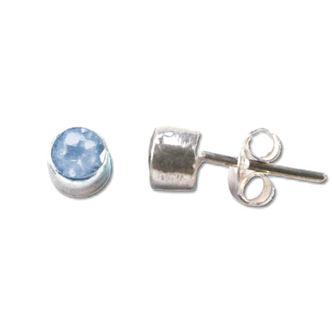 Blue Topaz Stud Post Earrings Sterling Silver Handmade