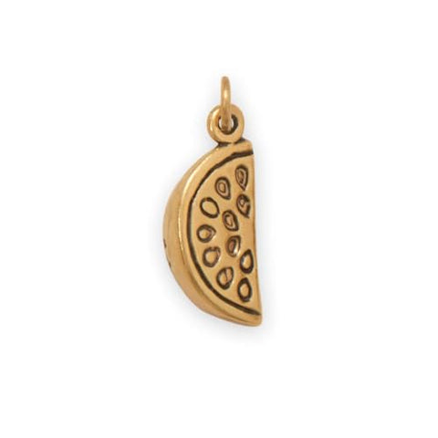 Watermelon Slice Charm Gold-plated Sterling Silver, Made in the USA