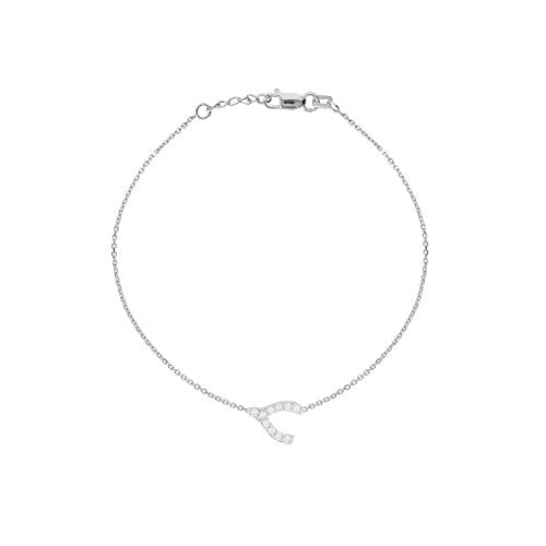 Mini Wishbone Bracelet Rhodium on Sterling Silver Cubic Zirconia