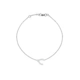 Mini Wishbone Bracelet Rhodium on Sterling Silver Cubic Zirconia