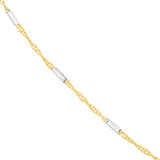 14k Gold Two-tone Singapore Flat Saturn Chain, 16-inch