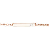 14k Rose Gold Choker Necklace with Staple Bar and Genuine Diamond - Adjustable Length
