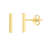 14k Yellow Gold Bar Staple Stud Earrings