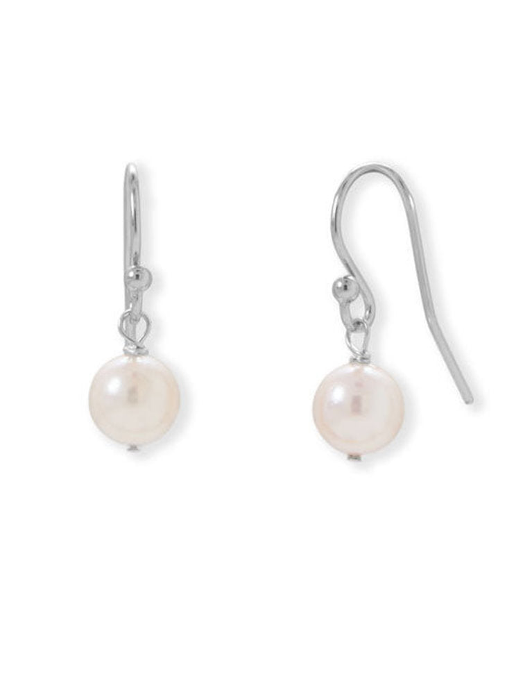 AAA Akoya Cultured Pearl Dangle Earrings 6mm on Sterling Silver