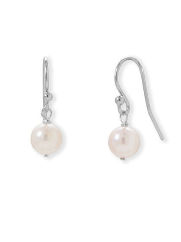 AAA Akoya Cultured Pearl Dangle Earrings 6mm on Sterling Silver