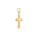 14k white and Yellow Two-Tone Gold Cross Necklace with Fleuree Design Reversible with 18-inch Chain